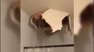 Mom Falls Through Roof Into Bathtub