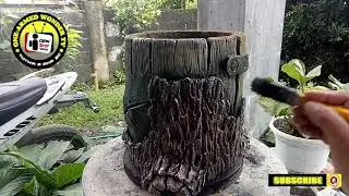 DIY CEMENT / CREATIVE CEMENT TREE STUMP POT FOR GARDEN AND HOME DECORATION / DIY CEMENT IDEAS