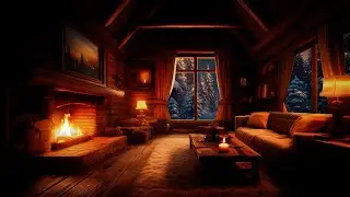 Relax with Snow | Cozy Fireplace | Winter Wind