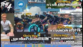 Sir Chris Hoy's EPIC @Zwift ride for charity! - With Mark Cavendish, Andy Murray #tourde4