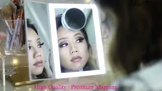 🔥 Three-sided Foldable Magnifying Desktop Makeup Mirror With Lamp