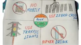 Easy To Drawing & colouring 🎨🖌️poster on road safety....🚦🚷🤔