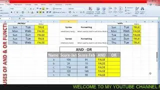 AND FUNCTION IN EXCEL AND OR FUNCTION IN EXCEL
