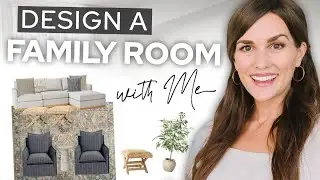 TRANSITIONAL FAMILY ROOM Design with products!! $4,100 COMPLETE ROOM MAKEOVER - DESIGN WITH ME!!