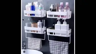 WORA kitchen and bathroom self-adhesive Racks with Towel Hanger plastic wall shelf Unboxing