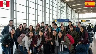 Estudiantes peruanos lloran a los 5 s de llegar a Barajas y Puerta del Sol.