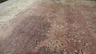 Antique Agra Rug in Pink and Cream Floral Patterns, from Rug & Kilim -32289