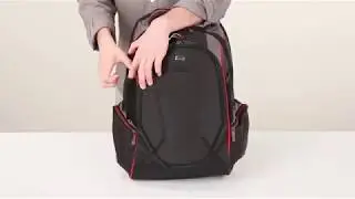 Hand On Solo Launch 17.3 Inch Laptop Backpack with Hardshell Front Pocket, Black