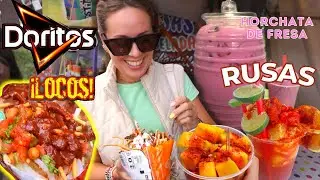 Probando COSAS LOCAS DE MÉXICO 🇲🇽 Imposibles en mi país: DORILOCOS, RUSAS, FRUTA CON CHILE 🌶