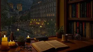 Rainy Paris Street View from a Cozy Reading Desk | Deep Sleep & Quiet Focus
