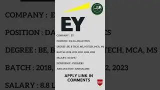 EY Recruitment Drive 2023 | For Data Analytics #interview #itjobs #jobs2023 #itworld #youtubeshorts