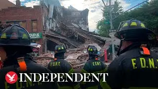 Three-storey building collapses in New York