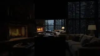 No Ads Fireplace Blizzard ASMR - Snow Storm Sound Sleep With Fireplace Burning For Deep Sleeping