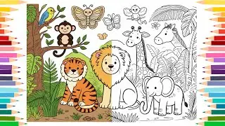 Zoo Animals Coloring | Kids drawing | Drawing And Art For Children's