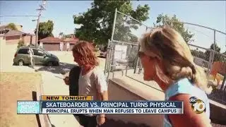 Heated confrontation between skateboarder, school principal caught on camera