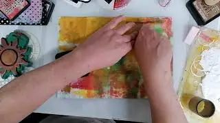 adding some stamping and mark making on the Gelli prints