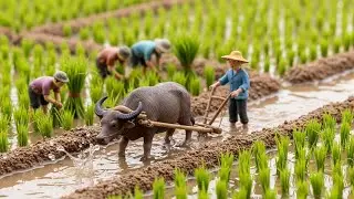 Building Ultra-Realistic Miniature Rice Farmers | Tiny Village Diorama ASMR