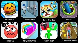 Subway Princess, Hole.io, Gaint Rush, Stick Rodder, Save The Dog, Hide Ball, Jelly Run 2048.... 