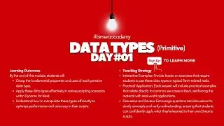 Dynamo Zero to Hero - #56th Batch | Day 01 | Primitive Data Types (