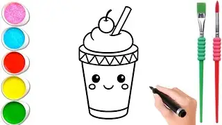 How To Draw a cute Strawberry 🍓  Shake Drawing, Painting & Coloring For Kids and Toddlers_🌈🎨