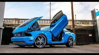 Custom Blue Mustang on Diablo Wheels Reflection X