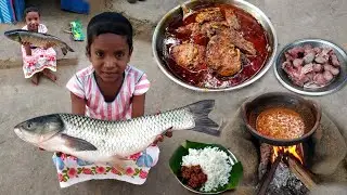 Three KG Rohi fish Curry Recipe cooking and eating |cooking by santali mother |Rohu fish masala