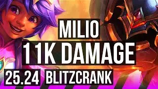 MILIO & Aphelios vs BLITZCRANK & Corki (SUP) | 11K damage | EUW Master | 25.24