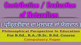 Contribution / Evaluation of Naturalism // Philosophical Perspective In Education