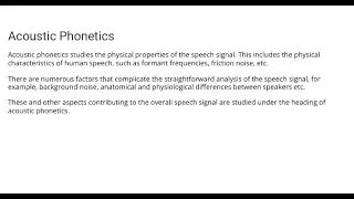Acoustic phonetics
