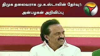 திமுக தலைவராக மு.க.ஸ்டாலின் தேர்வு!: அன்பழகன் அறிவிப்பு | #DMK #MKStalin #DMKThalaivarStalin