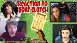Youtubers and Streamers React To Dream's Boat Clutch in Speedrunner vs 5 Hunters Minecraft