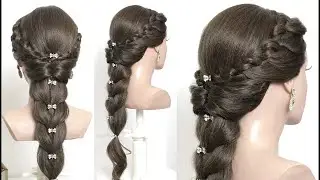 Einfache Frisur f&uuml;r langes Haar. Geknoteter Loop-Zopf, Durchziehzopf
