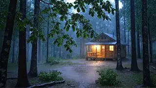 Heavy Rain in the Forest | Small Cabin Surrounded by Trees | Deep Sleep Ambience