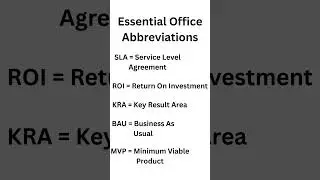 Essential Office Abbreviations Part 2 #OfficeAbbreviations #BusinessEnglish #ProfessionalEnglish