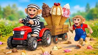 Monkey Coco Drives the Tractor 🚜 | Monkey Nana Stole His Ice Cream 🍦#monkey
