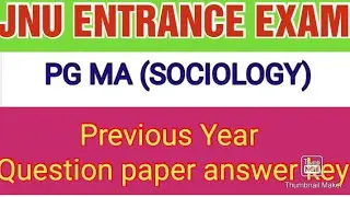 #JNU MA(SOCIOLOGY) ENTRANCE EXAM 2021|PREVIOUS YEAR PAPER