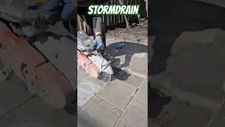 laying pavers around a stormdrain #cutting #satisfying #drain #pavers