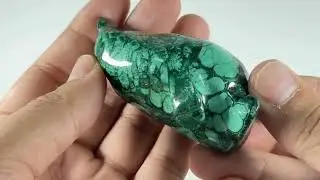 Hand-Carved Malachite Dolphin Gemstone Animal Carving