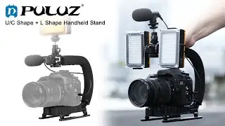 PULUZ U/C Shape Handheld DV Stabilizer + Light + Microphone