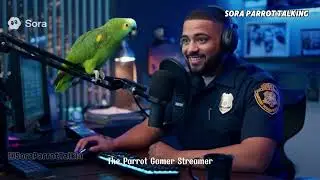 The funny moments of the parrot and the police officer 🦜🦜🦜 | Sora Parrot Talking