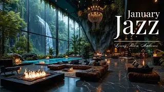 Tranquil Living Room With Soft Jazz Ambience | Warm January Firelight for Work and Unwind