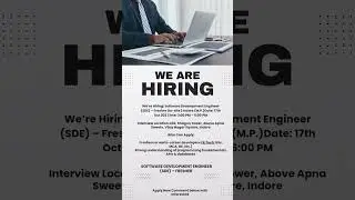 🎯Walk-In Drive for fresher Software Developer Engineer Indore - Oct 17 #softwarejobs #itjobs #shorts