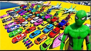GTA V Mods Stunt Car Racing Challenge 🚙 By SPIDER-MAN With Amazing Super Cars monster trucks Ep #30