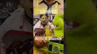 Leatherface Meets the Boogieman on Valentines Day! #boogiemanpuppet #cosplay #shorts