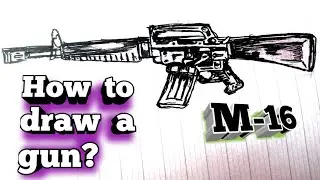 how to draw Guns M-16/gun pencil easy step by step