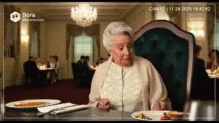 Cat steals turkey from elegant lady in luxury restaurant&hellip;