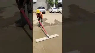 Bull floater using during green concrete finishing #construction #technical