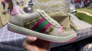 Womens Gucci Screener Sneaker Pink with Crystals