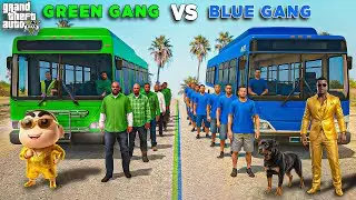 Franklin Blue Gang Vs Shinchan Green Gang Bus Challenge In GTA 5!