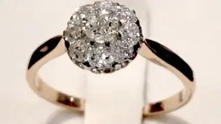 0.75 ct Diamond, 18 ct Rose Gold, Platinum Set Cluster Ring - Antique Circa 1910 - W9962